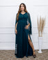 VESTIDO MANGA MORCEGO LISO VESTIDO DE FESTA PETRA FINA VERDE ESMERALDA M